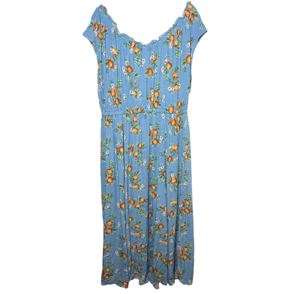 Torrid Maxi Textured Woven Double Slit Dress Orange Groves Blue NWT Size 2 18/20 - Picture 5 of 6